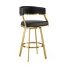 HomeRoots 30" Black and Gold Faux Leather and Stainless Steel Low Back Bar Height Swivel Bar Chair - 4 of 4