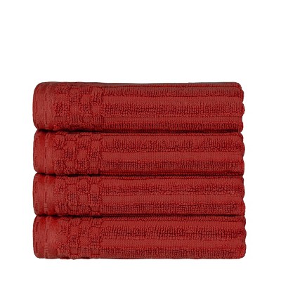 Luxury Cotton Heavyweight Ultra-plush Hand Towel Set Of 4, Red - Blue ...