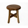 EcoDecors® Shoji® 13.5” Teak Wood Round Compact Shaving Shower Foot Stool - 3 of 4