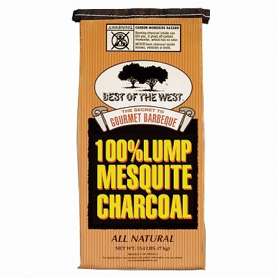 Best of the West All-Natural Mesquite Lump Charcoal for Grilling or Smoking, No Added Preservatives, 15.40-Pound Bag