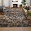 Washable Vintage Floral Living Room Bedroom Rugs, Distressed Print Large Carpet for Dining Room Office, Retro Accent Floor Cover - 2 of 4