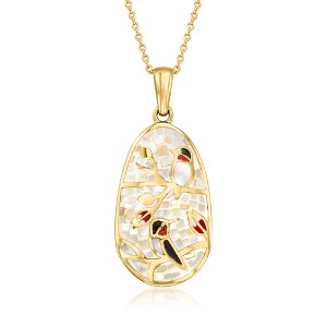 Ross-Simons Mother-Of-Pearl Bird Pendant Necklace in 18kt Gold Over Sterling Size 18 - 1 of 4