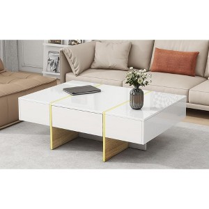 NicBex 47.2" On-Trend Exquisite High Gloss Coffee Table with Drawers&Shelves,Decorative Center Table Cocktail Table,167.2lbs Max - 1 of 4