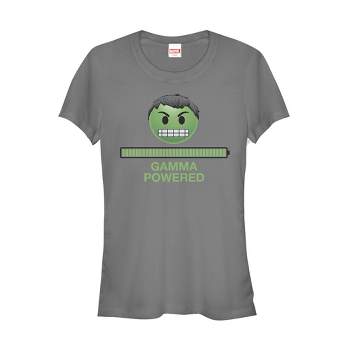 Juniors Womens Marvel Hulk Gamma Powered Emoji T-Shirt