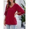 MISSKY Women's 3/4 Bell Sleeve V Neck Loose Fit Tunic Tops - 3 of 4