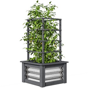 Outsunny Wooden Garden Planter with Trellis, Freestanding Garden Box for Garden, Patio, Balcony - 1 of 4