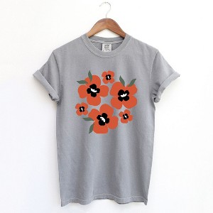 Simply Sage Market Women's Red Poppies Short Sleeve Garment Dyed Tee - 1 of 4