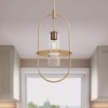 360 Lighting Optimus 12" Modern Pendant Ceiling Light Fixture Dining Room Over Table Kitchen Island Foyer Oval Hanging Clear Warm Brass Glass Mini - 2 of 4