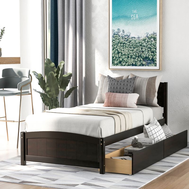 Twin size Platform Bed with Two Drawers-ModernLuxe, 1 of 11