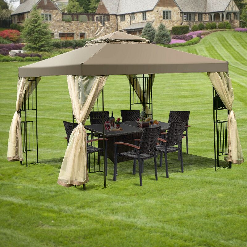Costway Outdoor 10'x10' Gazebo Canopy Shelter Awning Tent Patio Screw-free structure Garden, 4 of 9