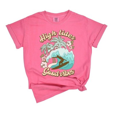 Simply Sage Market Women's High Tides Good Vibes Wave Short Sleeve Garment Dyed Tee