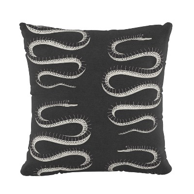 Snake Print Square Throw Pillow Black/White - Skyline Furniture: Luxury Linen & Cotton, Indoor Graphic Decor