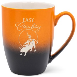 100 North Bull Rider 10 Ounce Orange and Black Two Toned Ombre, Comfortably Fits Your Hands, Ceramic Tea Coffee Cup Mug, Easy Cowboy - 1 of 1