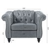 CAVINAS PU Leather Accent Chair with Button Tufted Back and Birch Wooden Legs,Upholstered Living Room Chairs,Reading Chairs for Living Room - 3 of 4