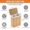 GustoWave Bamboo Laundry Hamper Large 58L/106L with Removable 3/4-Section Liner, Foldable Storage Basket with Lid and Handles - 2 of 4