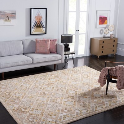 Soho 8' x 10' Pink and Taupe Hand-Tufted Wool Area Rug