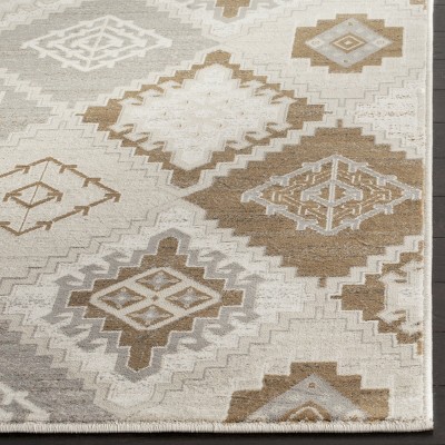 Beige Square Transitional Viscose Area Rug 79''