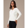 INSPIRE CHIC Women's Long Sleeve V Neck Button Decor Elegant Ribbed Knit Tops - 2 of 4