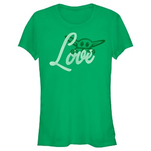 Juniors Womens Star Wars: The Mandalorian Grogu Gazing Love T-Shirt - 1 of 4