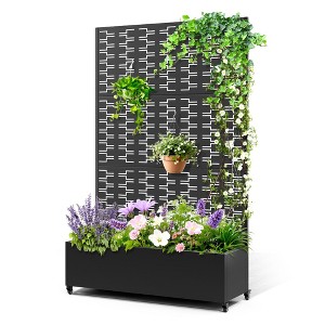 TOAOTBNBO Metal Raised Garden Bed with Brick Pattern, Outdoor Planter Box with Wheels, Modern Privacy Screen for Garden and Patio - 1 of 4