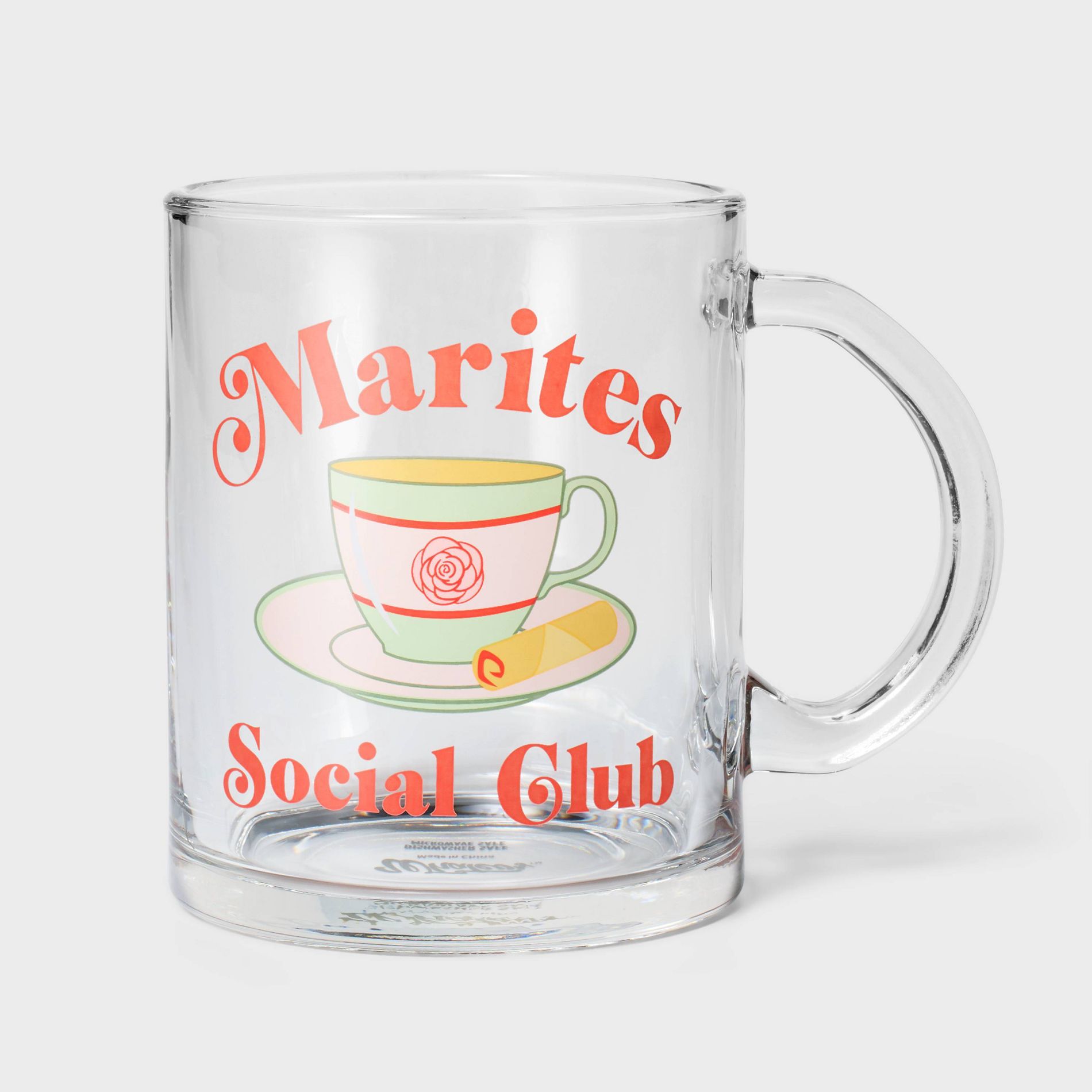 16 fl oz Glass Mug Social Club Clear