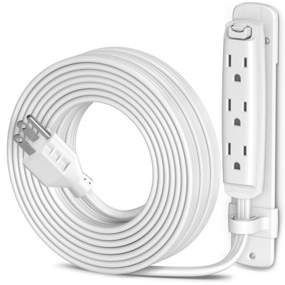Maximm Straight Plug Extension Cord Multi 3-Outlet Power Cord with Mounting Bracket, Grounded 16 AWG UL Certified