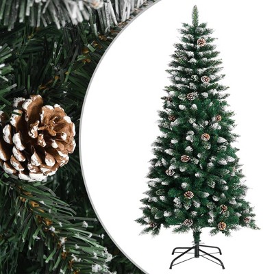 vidaXL 47.2" Deluxe Artificial Christmas Tree - Full and Bushy Design with Snow, Glitter and Cone Decorations