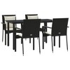 vidaXL Patio Dining Set Outdoor Rattan Wicker Table and Chair Set for Porch - Black 55.1" Table Length 4 Chairs - 3 of 4