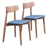 Set of 2 Mid-Century Modern Dining Chair Walnut/Blue - ZM Home