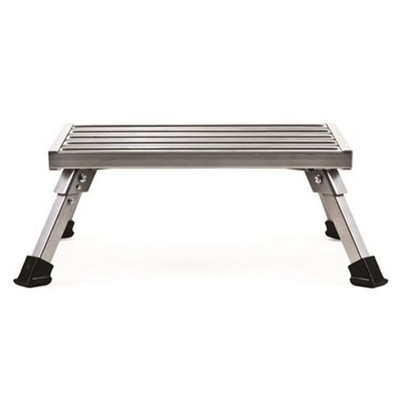 Silver Aluminum Foldable Platform Step Stool with Non-Slip Rubber Feet