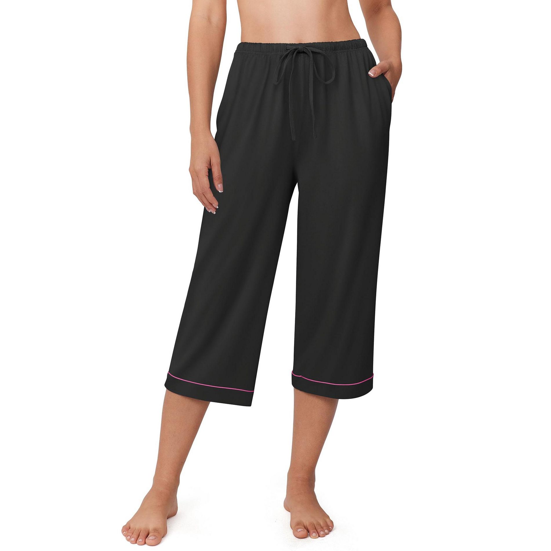 Ekouaer Womens Pajamas Pants Capri Pj Bottoms with Pockets Comfy Drawstring Printed Lounge Soft Sleep Pants