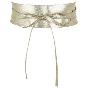 INSPIRE CHIC Women's Faux Leather Bowknot Wrap Around Wide Waistband Obi Belts 1 Pc - 1 of 4