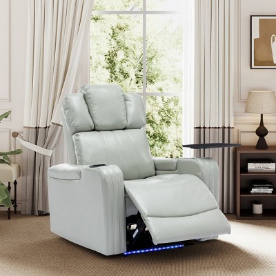 PU Leather Power Recliner with Cooling Cup Holder,Home Theater Recliner with Bluetooth Speaker,Power Recliner Chair with USB Ports-Coolbibila