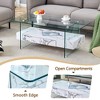 Sapphtopaz 43.3" Coffee Table Double Layer Coffee Tables for Living Room Coffee Bar with Drawer and Tempered Glass Frame for Bedroom, Office - 3 of 4