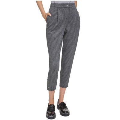 Calvin Klein Womens Mid Rise Knit Pinstripe Cropped Casual Trouser Pants