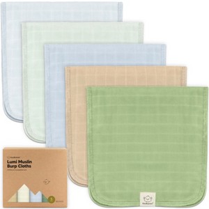 5pk Lumi Muslin Burp Cloths for Baby Boys, Girls, Organic Baby Burp Cloths, Burping Cloths for Babies - 1 of 4