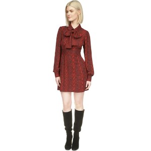 Michael Kors Womens Tie Neck Snake Print Shift Dress - 1 of 2
