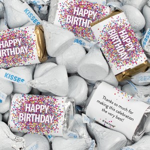Birthday Candy Party Favors Hershey's Miniatures Chocolate and Kisses by Just Candy - Available in Multiple Colors - 1 of 2