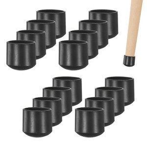Unique Bargains Non-Slip PVC Chair Leg Caps Floor Protectors for Folding Chairs Black - 1 of 4