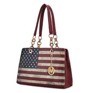 MKF Collection Nevaeh Vegan Leather patriotic pattern Women’s Shoulder Bag by Mia K - Burgundy - 1 of 4