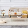 Vynxaria Simple Three-tier side table and bunk coffee table set, wood stickers and clear tempered glass,storage function - 2 of 4