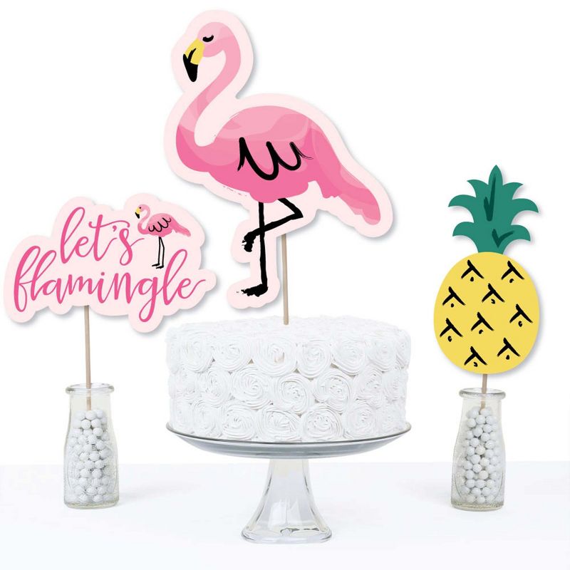 Big Dot of Happiness Pink Flamingo - Party Like A Pineapple - Tropical Summer Party Centerpiece Sticks - Table Toppers - Set of 15, 3 of 8