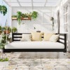 VisioGear Patio Swing Bed Modern Porch Swing Hanging Bed Frame with Hemp Ropes and Single Arm for Garden, Backyard, Black, 80"*40.9"*23.7" - 4 of 4
