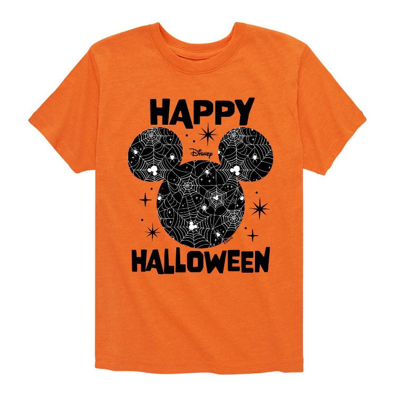 Boys' Disney Happy Halloween Silhouette Short Sleeve Graphic T-Shirt - Heather Orange, 1 of 2