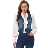 INSPIRE CHIC Women's Denim Sleeveless V Neck Button Down Casual Waistcoat Vest - 3 of 4