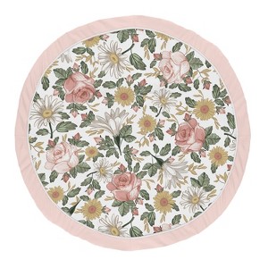 Sweet Jojo Designs Girl Baby Tummy Time Playmat Vintage Floral Pink Green and Yellow - 1 of 4