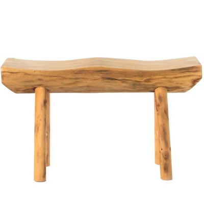 Rustic Carved Wood Natural Edge Log Accent Bench