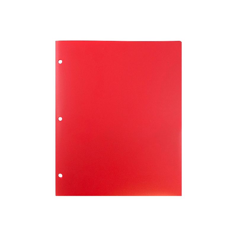 JAM Paper Heavy Duty Plastic 3 Hole Punch Two-Pocket School Folders Red 383HHPREA, 5 of 6