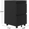 File Cabinet 2-Drawer on Wheels w/Lock | Under Desk Metal Rolling | Legal/A4/Letter Storage for Home Office, Black - 2 of 4