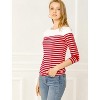 INSPIRE CHIC Women's Color Block Round Neck Long Sleeves Striped Basic T-Shirt - 4 of 4